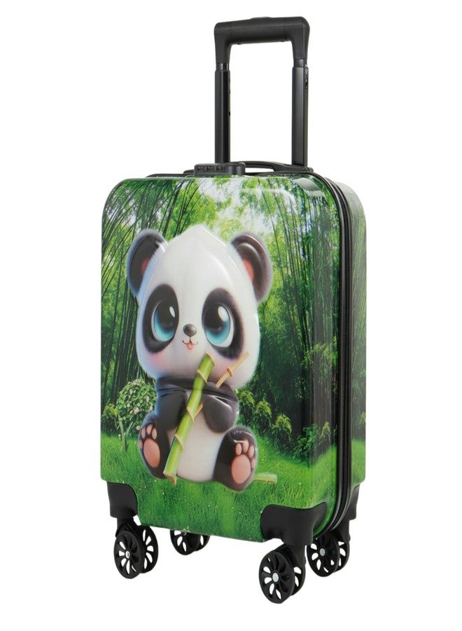 SHAMAX حقيبة سفر للأطفال من شاماكس®، ذات هيكل صلب وعجلات دوارة | حقيبة سفر خفيفة الوزن للبنات، مناسبة للسفر والرحلات المدرسية، حقيبة يد، عجلات 360 درجة ومقبض قابل للتعديل (أخضر) (أطفال/أمتعة/باندا) - Image 1